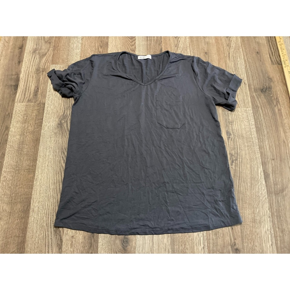 Soft & Cozy Shirt, Women's Size Large, Black, V-neck, Short Sleeve, Pocket
